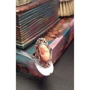 Elegant Victorian Antique Carnelian Cameo Filagree 10k Gold Ring Size 5.75